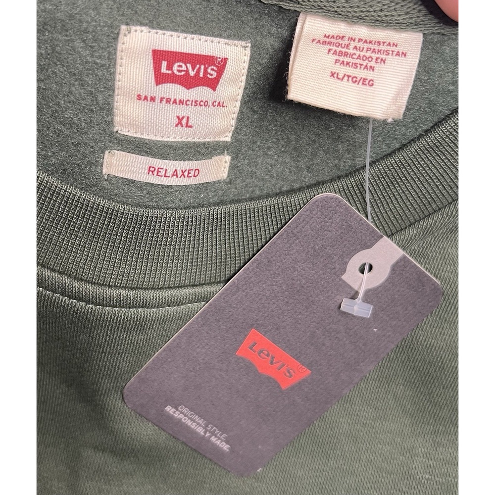 Levi's Men's Crewneck Fleece Long Sleeve Pullover Sweatshirt In Olive Green XL - Picture 6 of 9
